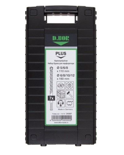 Набор буров SDS-plus V PLUS 7шт, 2-cutting (240987). Набор буров SDS-plus (5,6,8х110 мм; 6,8,10,12х160 мм). D.BOR в Батайске