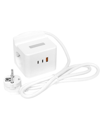Удлинитель Куб 2 гнезда USB + 2Type C с быстрой зарядкой, подставкой под телефон и ночником 1,3 метра 1мм2. Удлинитель Куб. EKF в Батайске