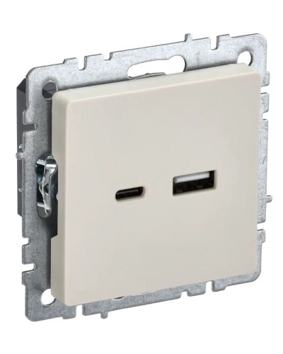 Розетка USB A+C 18Вт РЮ11-1-БрКр бежевый BRITE (BR-U22-018-K10). Розетка USB. IEK в Батайске