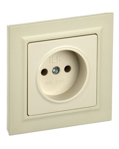 Розетка без з/к РС10-1-0-БрКр бежевый BRITE (BR-R10-10-K10). Розетка без заземления без защитных шторок. IEK в Батайске