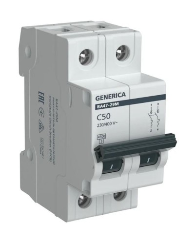 GENERICA ВА47-29М 2P C 50А 4,5кА (MVA21-2-050-C-G). Автоматический выключатель. IEK в Батайске