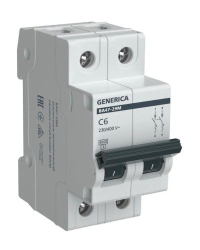GENERICA ВА47-29М 2P C 6А 4,5кА (MVA21-2-006-C-G). Автоматический выключатель. IEK в Батайске