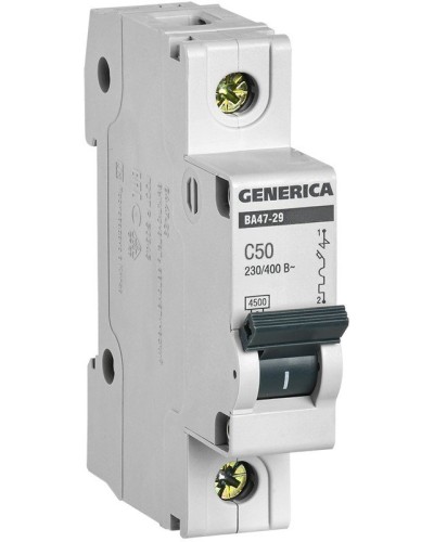GENERICA ВА47-29 1P C 50А 4,5кА (MVA25-1-050-C). Автоматический выключатель. IEK в Батайске