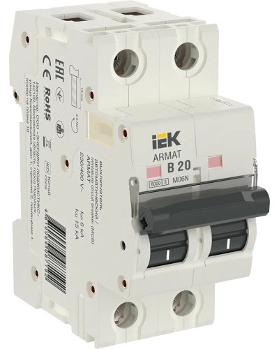 M06N 2P B 20А 6кА ARMAT (AR-M06N-2-B020). Автоматический выключатель. IEK в Батайске