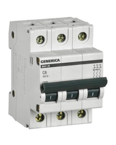 GENERICA ВА47-29 3P C 6А 4,5кА (MVA25-3-006-C). Автоматический выключатель. IEK в Батайске