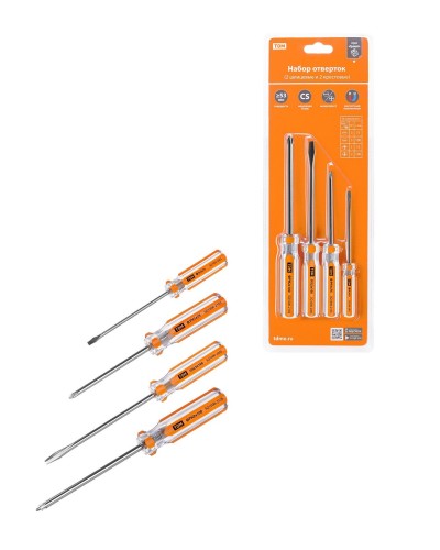Набор отверток 4шт.: SL3x75, SL5х100, PH1х75, PH2х100, блистер, CS Гранит TDM (SQ1013-0101). Набор отверток. TDM ЕLECTRIC в Батайске