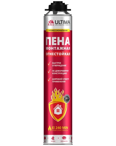 Пена огнестойкая ULTIMA PRO, 750 мл. Пена монтажная профессиональная. ULTIMA в Батайске