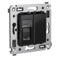 Розетка RJ-45 в стену Avanti одинарная черный квадрат (4402463). Розетка компьютерная. ДКС
