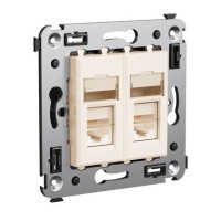 Розетка RJ-45 Avanti в стену двойная экранированная ванильная дымка (4405364). Розетка. ДКС