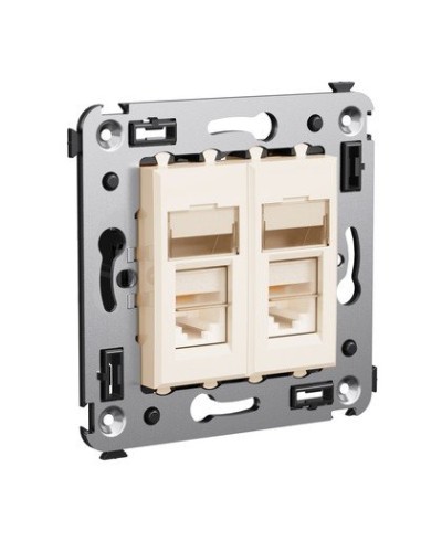 Розетка RJ-45 Avanti в стену двойная экранированная ванильная дымка (4405364). Розетка. ДКС в Батайске