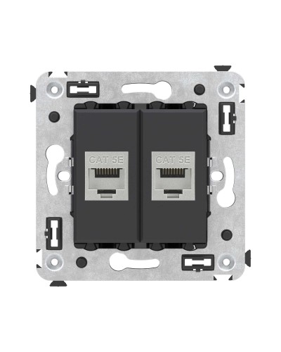 Розетка RJ-45 в стену, кат.6E, Avanti, двойная, черная матовая (4412764). Розетка компьютерная. ДКС в Батайске