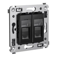 Розетка RJ-45 в стену Avanti двойная черный квадрат (4402464). Розетка компьютерная. ДКС